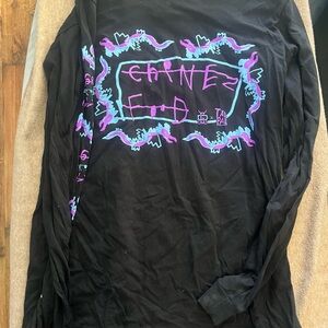Black Long Sleeve Shirt with Purple and Blue Graphic custom T